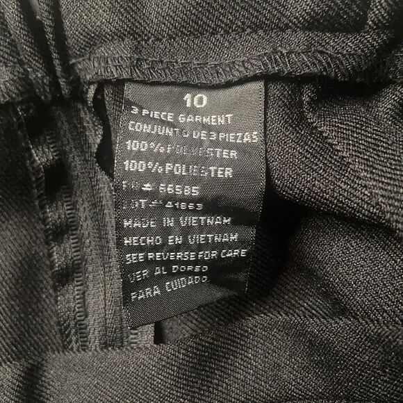 Vtg K STUDIO Pants Blouse Set Sleeveless Top Elastic Waist Women 10 Black Purple - Picture 9 of 11